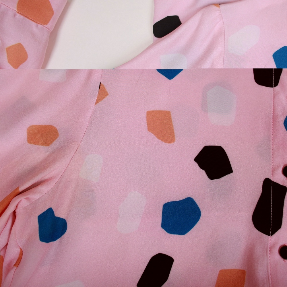 Dusen Dusen Pink Rocks Banded Button Down L/S Top - Picture 8 of 8